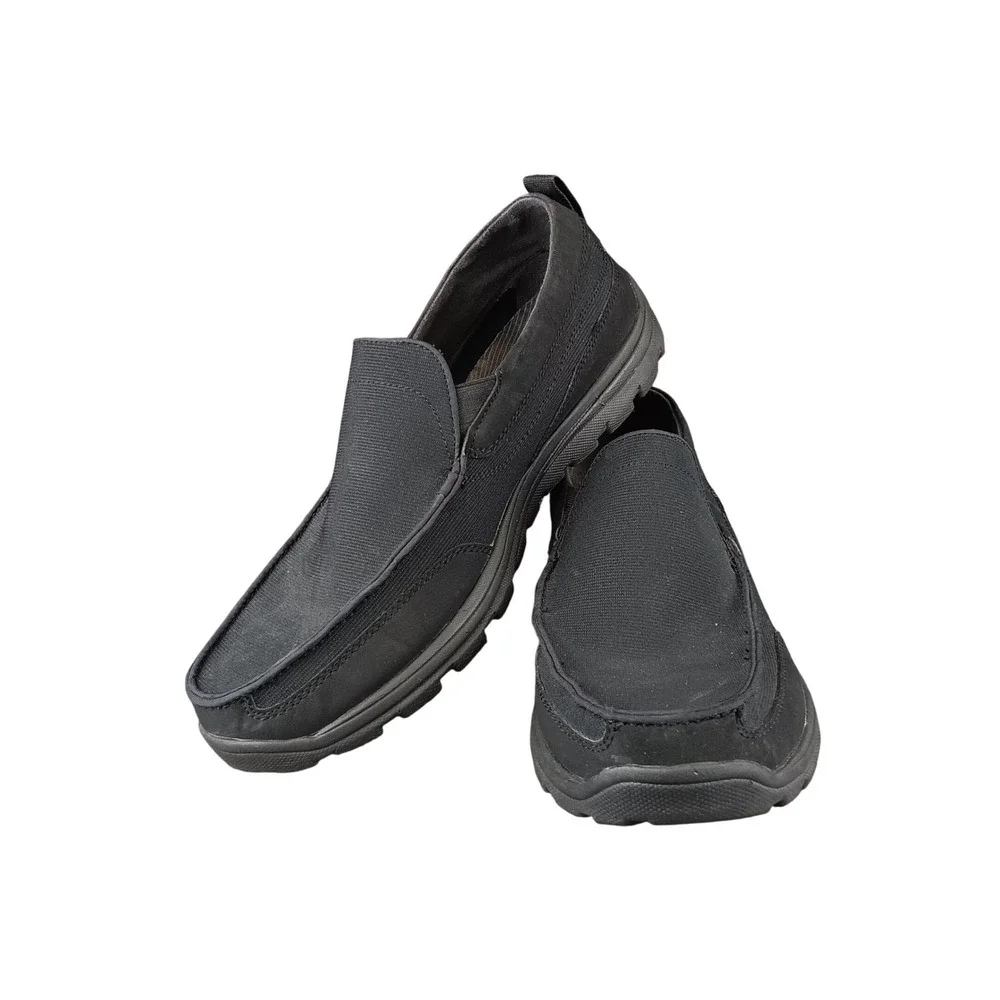 Skechers Relaxed Fit Memory Foam Black Slip On Loafer Shoes Men 11.5